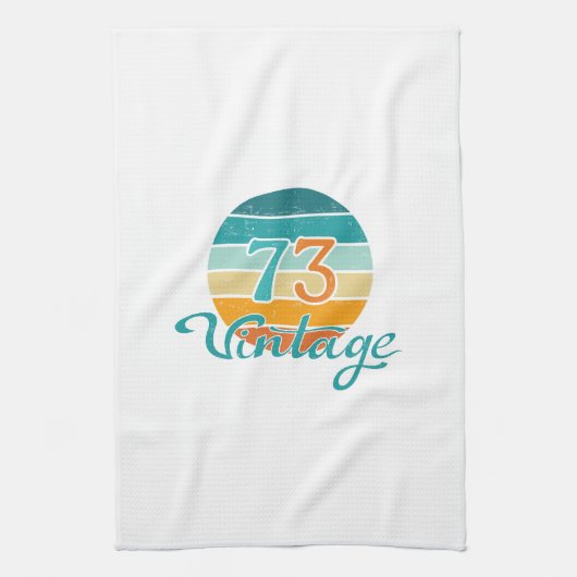 Retro Sunset 73 Vintage Distressed キッチンタオル (縦)