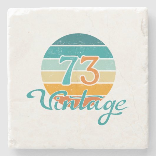 Retro Sunset 73 Vintage Distressed ストーンコースター (正面)