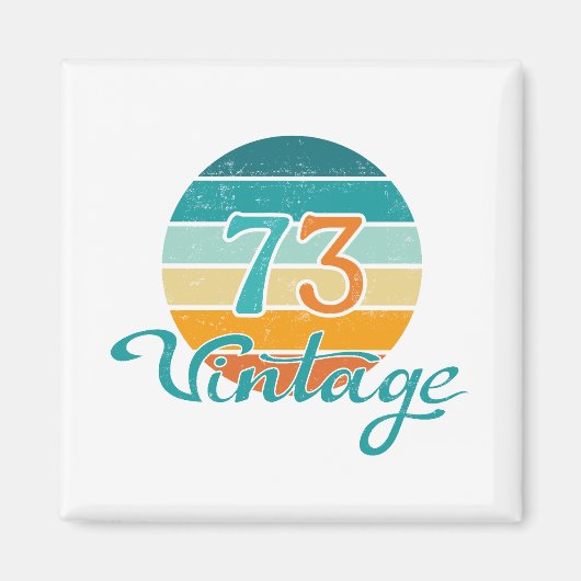 Retro Sunset 73 Vintage Distressed マグネット (正面)