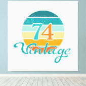 Retro Sunset 74 Vintage Distressed キャンバスプリント (インサイチュ (ウッドフロア))