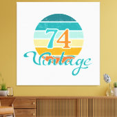 Retro Sunset 74 Vintage Distressed キャンバスプリント (インサイチュ (リビング))