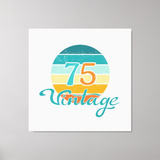 Retro Sunset 75 Vintage Distressed キャンバスプリント (正面)