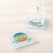 Retro Sunset 76 Vintage Distressed ガラスコースター (アングル)