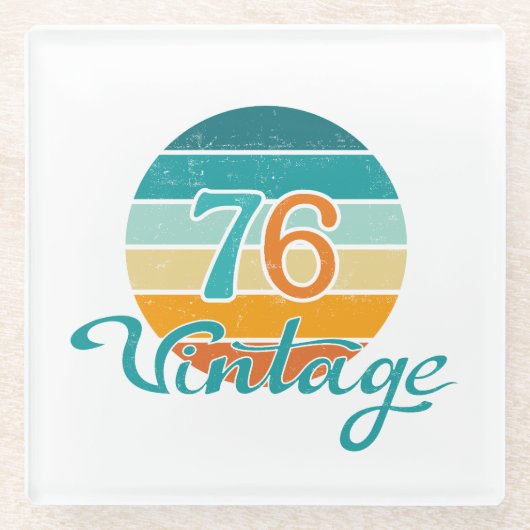 Retro Sunset 76 Vintage Distressed ガラスコースター (正面)