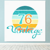 Retro Sunset 76 Vintage Distressed キャンバスプリント (インサイチュ (ウッドフロア))