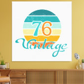 Retro Sunset 76 Vintage Distressed キャンバスプリント (インサイチュ (リビング))