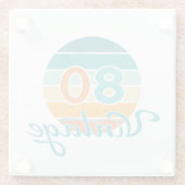 Retro Sunset 80 Vintage Distressed ガラスコースター (裏面)