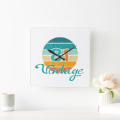 Retro Sunset 81 Vintage Distressed スクエア壁時計 (ホーム)