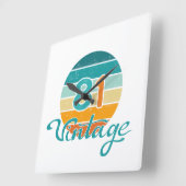 Retro Sunset 81 Vintage Distressed スクエア壁時計 (傾斜)