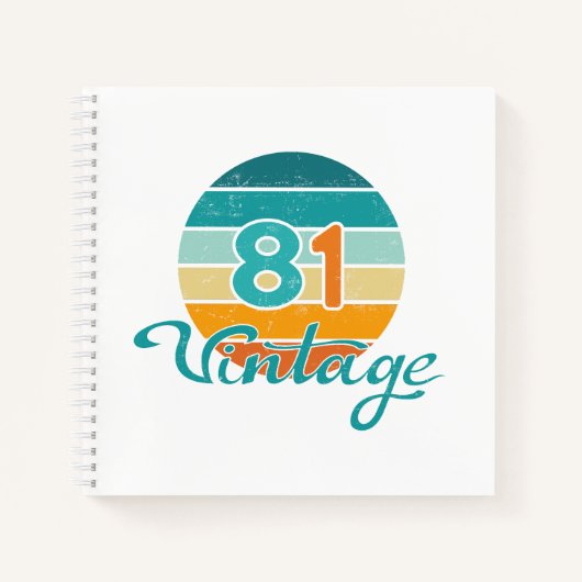 Retro Sunset 81 Vintage Distressed ノートブック (正面)