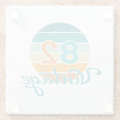 Retro Sunset 82 Vintage Distressed ガラスコースター (裏面)