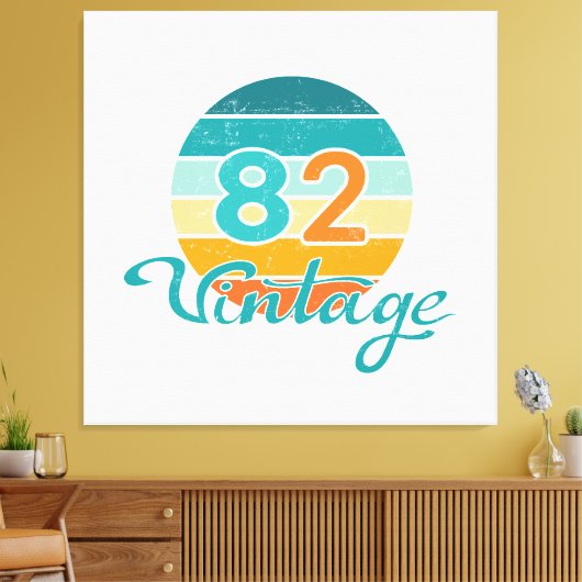 Retro Sunset 82 Vintage Distressed キャンバスプリント (インサイチュ (リビング))