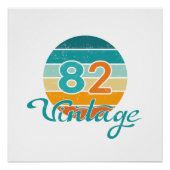 Retro Sunset 82 Vintage Distressed ポスター (正面)