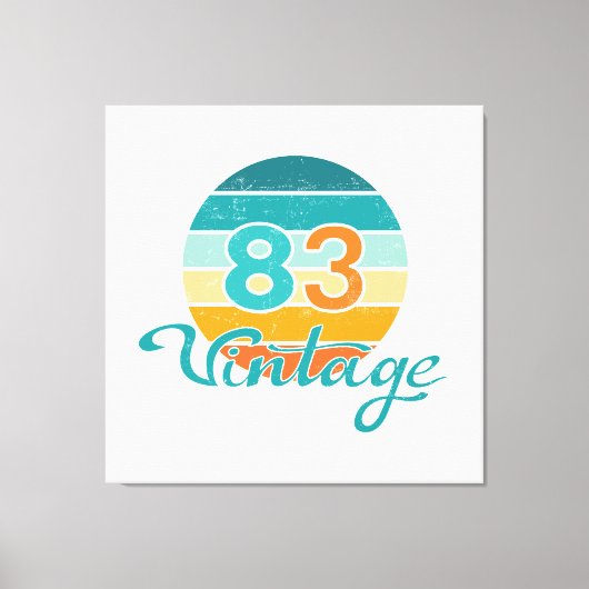 Retro Sunset 83 Vintage Distressed キャンバスプリント (正面)