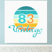 Retro Sunset 83 Vintage Distressed キャンバスプリント (インサイチュ (ウッドフロア))