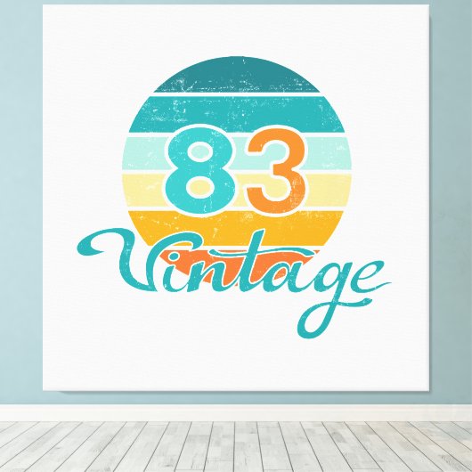 Retro Sunset 83 Vintage Distressed キャンバスプリント (インサイチュ (ウッドフロア))