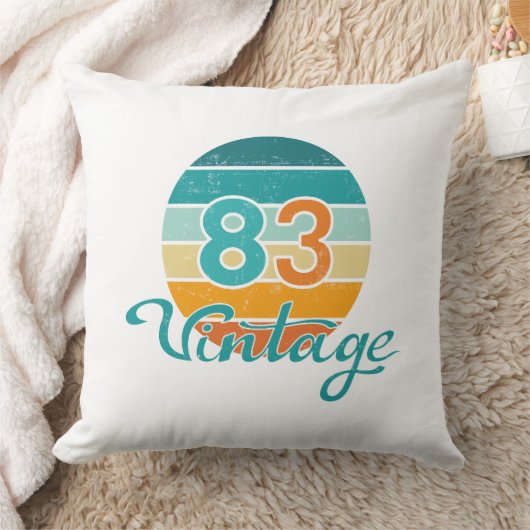 Retro Sunset 83 Vintage Distressed クッション (ブランケット)