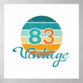 Retro Sunset 83 Vintage Distressed ポスター (正面)