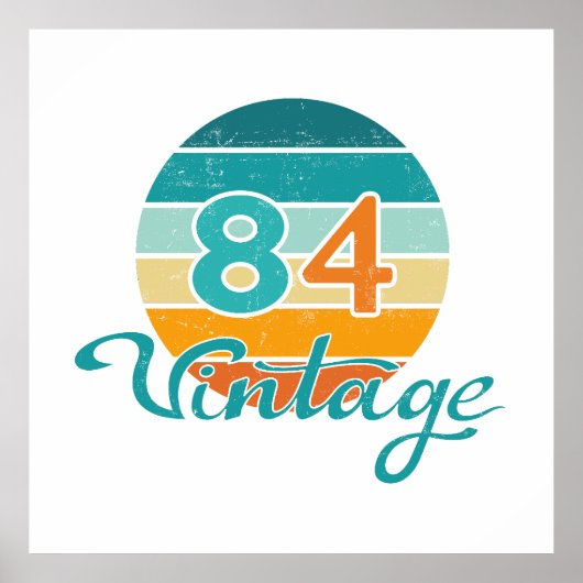 Retro Sunset 84 Vintage Distressed ポスター (正面)