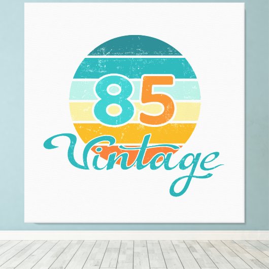 Retro Sunset 85 Vintage Distressed キャンバスプリント (インサイチュ (ウッドフロア))