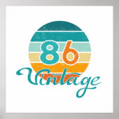 Retro Sunset 86 Vintage Distressed ポスター (正面)