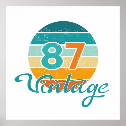 Retro Sunset 87 Vintage Distressed ポスター (正面)