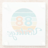 Retro Sunset 88 Vintage Distressed ガラスコースター (裏面)