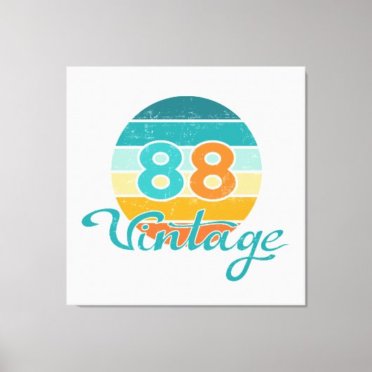 Retro Sunset 88 Vintage Distressed キャンバスプリント (正面)