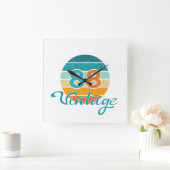 Retro Sunset 88 Vintage Distressed スクエア壁時計 (ホーム)