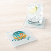 Retro Sunset 89 Vintage Distressed ガラスコースター (アングル)