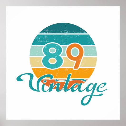 Retro Sunset 89 Vintage Distressed ポスター (正面)