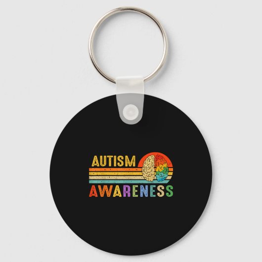 Retro Sunset Autism Awareness Neurodiversity Spect キーホルダー (正面)