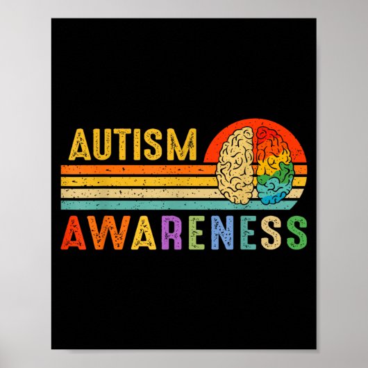 Retro Sunset Autism Awareness Neurodiversity Spect ポスター (正面)