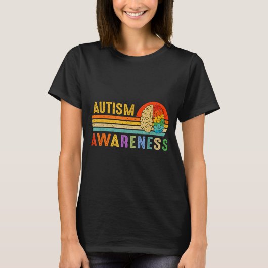 Retro Sunset Autism Awareness Neurodiversity Spect Tシャツ (正面)