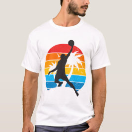 Retro Sunset Basketball Dunk Hoop Sports  Tシャツ