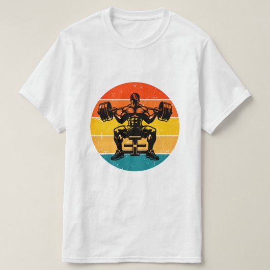 Retro Sunset Bodybuilding T-Shirt - Men's Fitness  Tシャツ (デザイン正面)