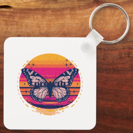 Retro Sunset Butterfly キーホルダー (裏面)