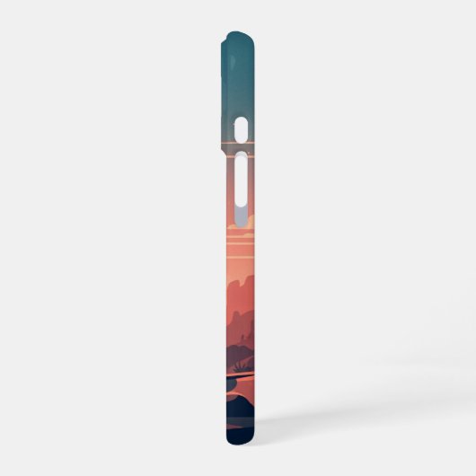 Retro Sunset Cacti iPhone 16ケース (左側面)