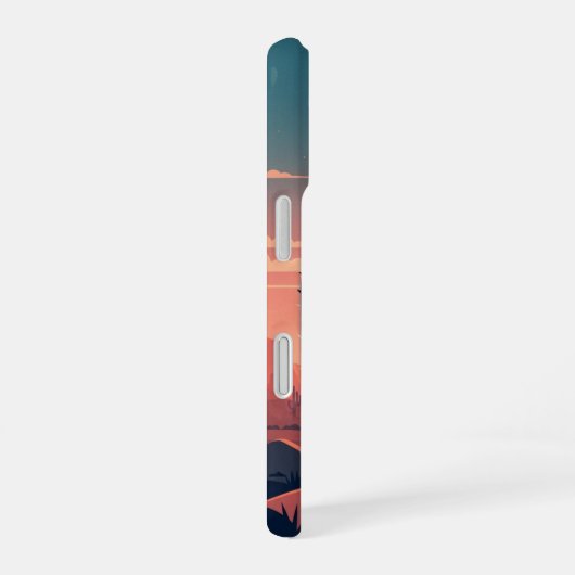 Retro Sunset Cacti iPhone 16ケース (右側面)