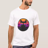 Retro Sunset Cat Aviator Sunglasses Vaporwave Tシャツ (正面)