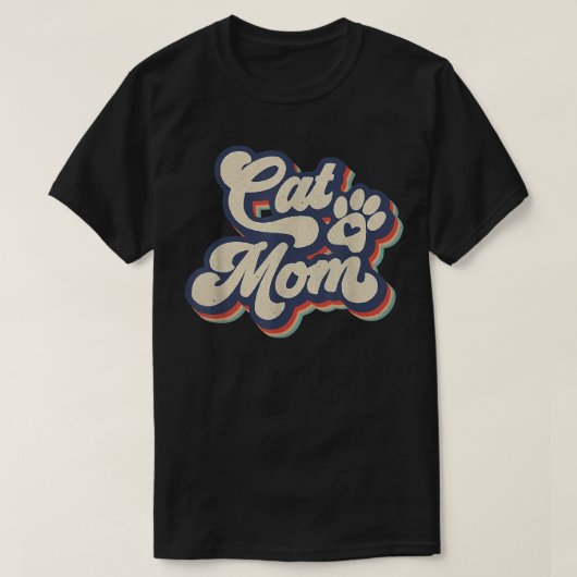 Retro Sunset Cat Mom Cat Paw Cat Lover Women Vinta Tシャツ (デザイン正面)