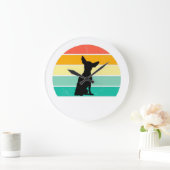 Retro Sunset Chihuahua  ラージ壁時計 (ホーム)