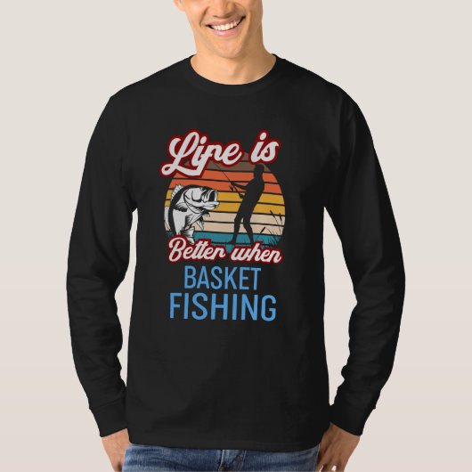 Retro Sunset Fishing  When Basket Fishing Tシャツ (正面)