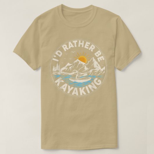 Retro Sunset Funny I'd Rather Be Kayaking  Tシャツ (デザイン正面)