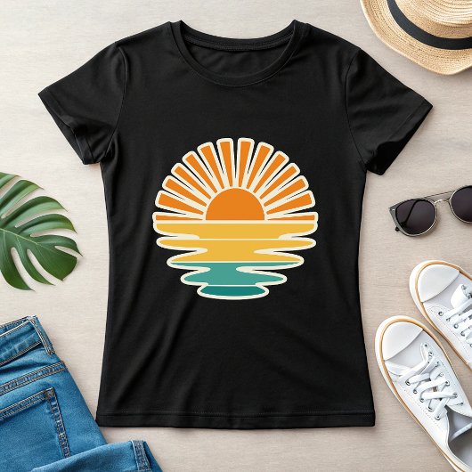 Retro Sunset Graphic; Summer Sun & Sea Tシャツ
