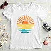 Retro Sunset Graphic, Women’s Summer Sun & Sea Tシャツ
