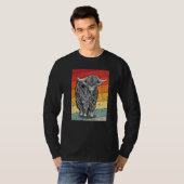 Retro Sunset Highland Cows Women Girls Cow Tシャツ (正面フル)