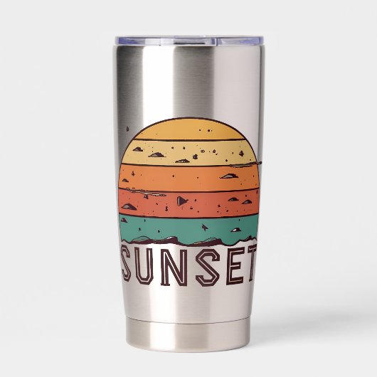 Retro Sunset Horizon Graphic Mug' 保温保冷タンブラー (正面)