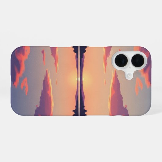 Retro Sunset Lake iPhone 16ケース (裏面横)