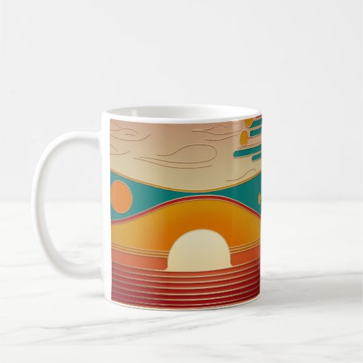 Retro Sunset Lines Aesthetic Classic Coffee Mug コーヒーマグカップ (左)